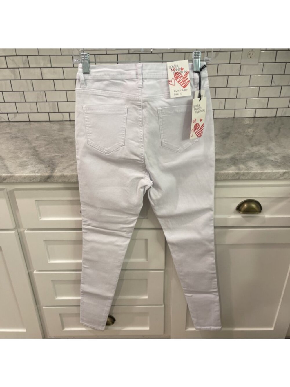 Lover Brand Fashion Jeans Womens Large White Denim Skinny Pants Stretch Bohemian - Picture 4 of 10
